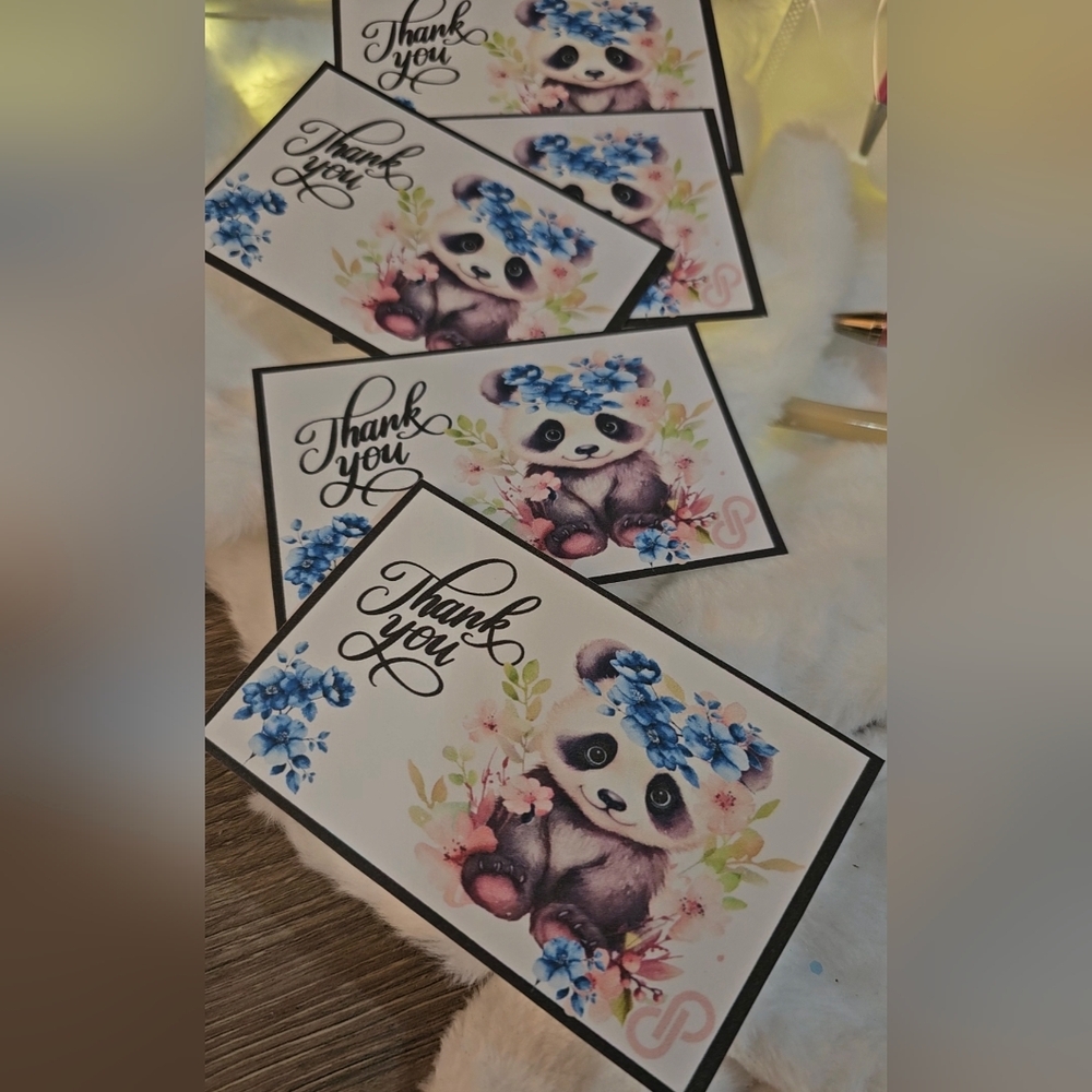 30 Ct  Panda Thank You Cards Handcrafted